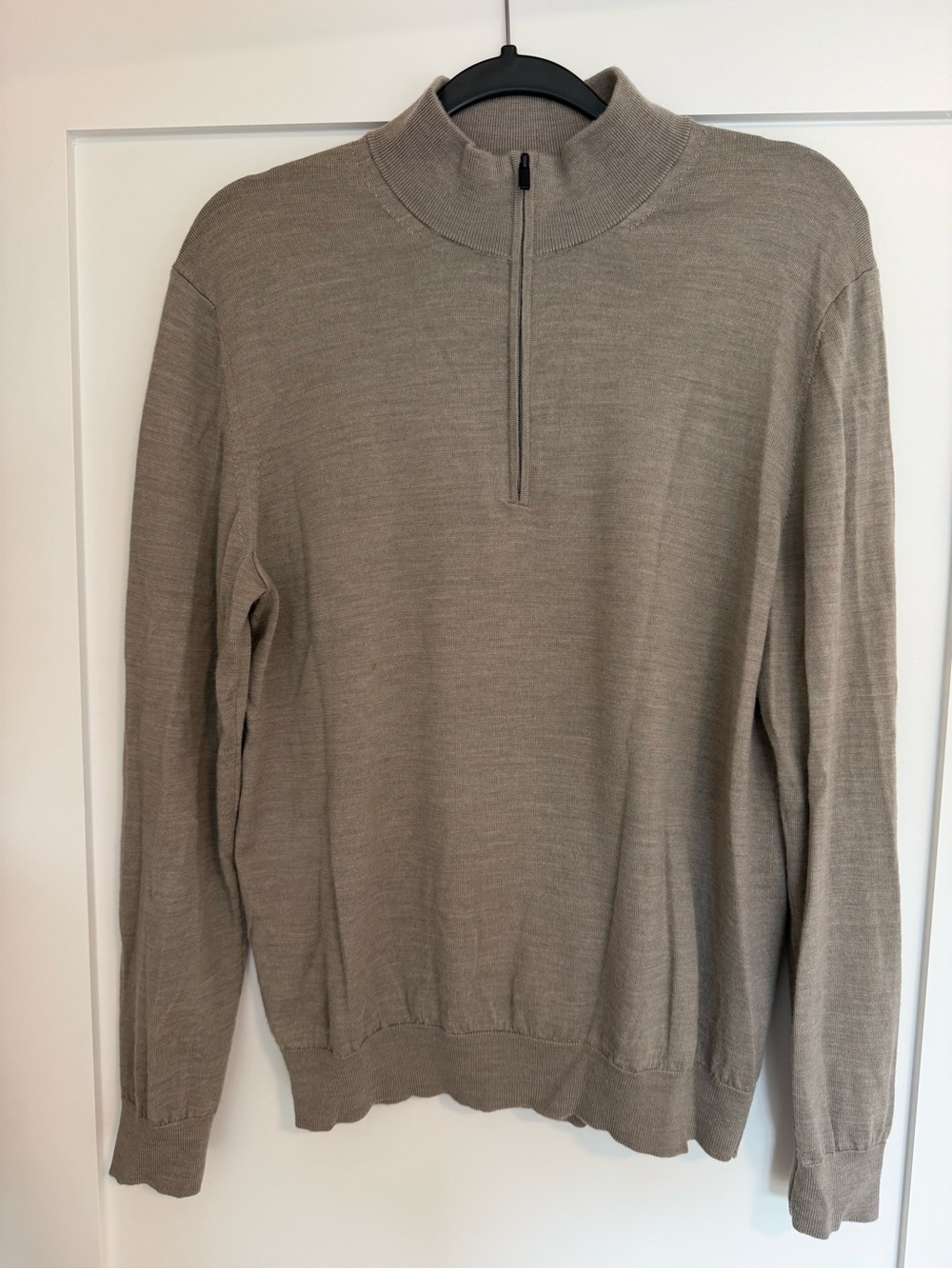Mango Men's Zip-Neck Sweater in Taupe